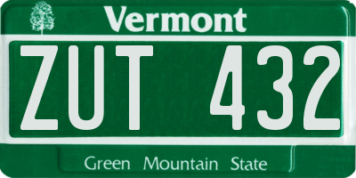 VT license plate ZUT432