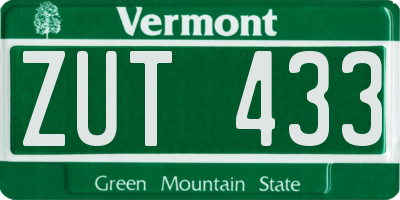 VT license plate ZUT433