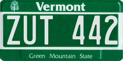 VT license plate ZUT442