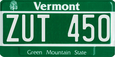 VT license plate ZUT450