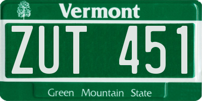 VT license plate ZUT451
