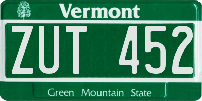 VT license plate ZUT452