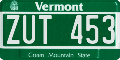 VT license plate ZUT453