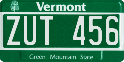 VT license plate ZUT456