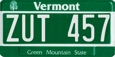 VT license plate ZUT457