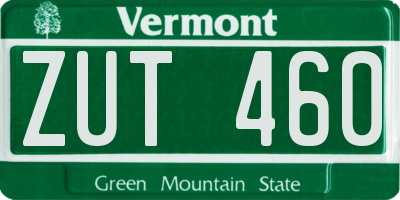 VT license plate ZUT460