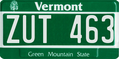 VT license plate ZUT463