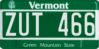 VT license plate ZUT466