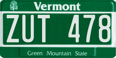 VT license plate ZUT478