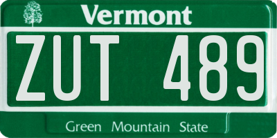 VT license plate ZUT489