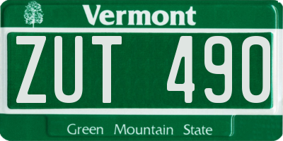 VT license plate ZUT490