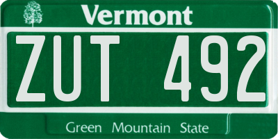 VT license plate ZUT492