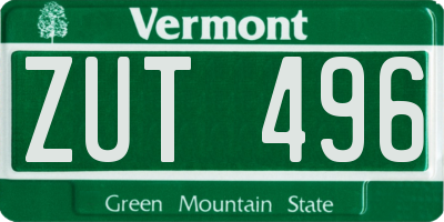 VT license plate ZUT496