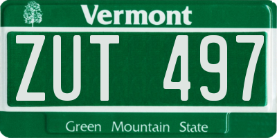 VT license plate ZUT497