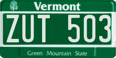 VT license plate ZUT503