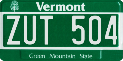 VT license plate ZUT504