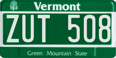 VT license plate ZUT508