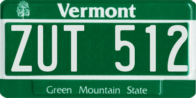 VT license plate ZUT512
