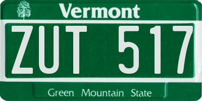 VT license plate ZUT517