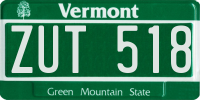 VT license plate ZUT518