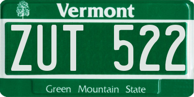 VT license plate ZUT522