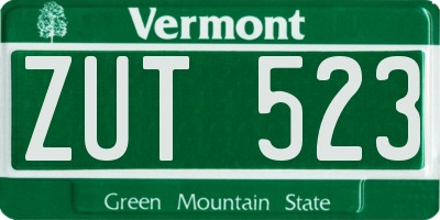 VT license plate ZUT523
