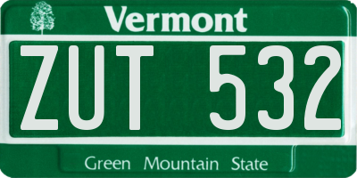VT license plate ZUT532
