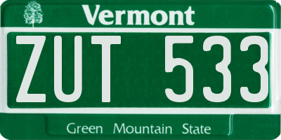 VT license plate ZUT533