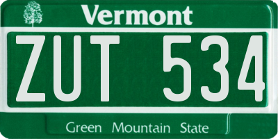 VT license plate ZUT534
