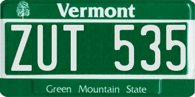 VT license plate ZUT535