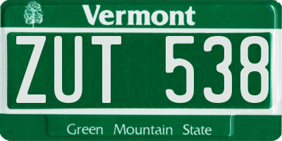 VT license plate ZUT538