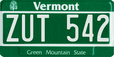 VT license plate ZUT542