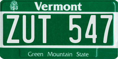VT license plate ZUT547