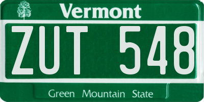 VT license plate ZUT548