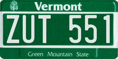 VT license plate ZUT551