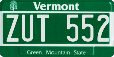 VT license plate ZUT552