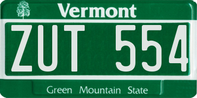 VT license plate ZUT554