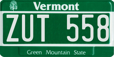 VT license plate ZUT558