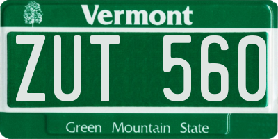 VT license plate ZUT560