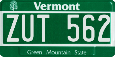 VT license plate ZUT562