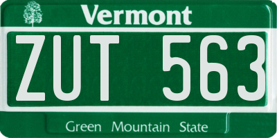 VT license plate ZUT563