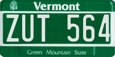 VT license plate ZUT564