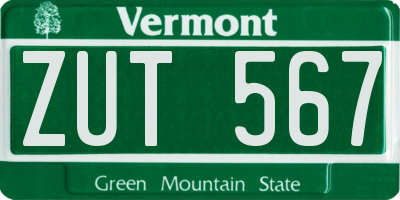 VT license plate ZUT567