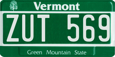 VT license plate ZUT569