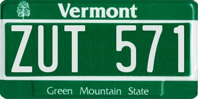 VT license plate ZUT571