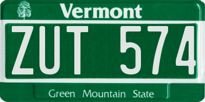 VT license plate ZUT574