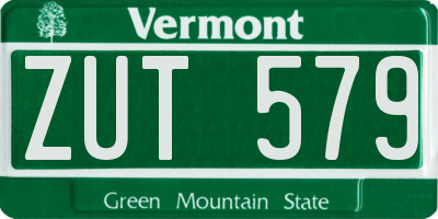 VT license plate ZUT579