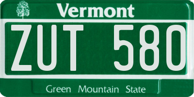 VT license plate ZUT580