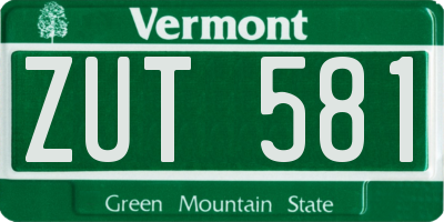 VT license plate ZUT581