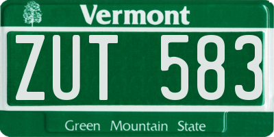VT license plate ZUT583